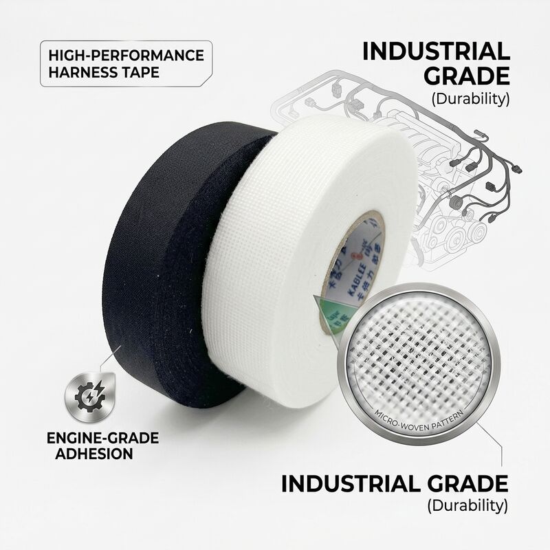 0.25mm Kablee T01 Sıvışmaya dayanıklı Otomobil Kumaş Tel Harness Teyp Siyah Turuncu 25m Roll